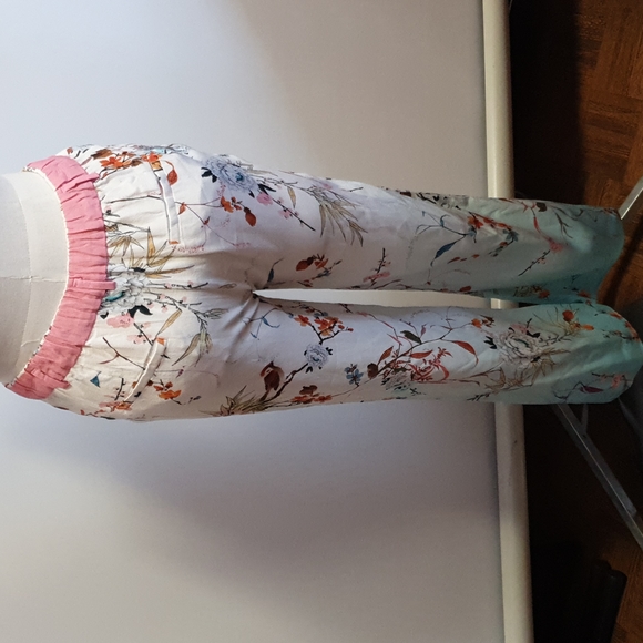 Zara Woman's pink white blue floral Pants Size S - Picture 9 of 12
